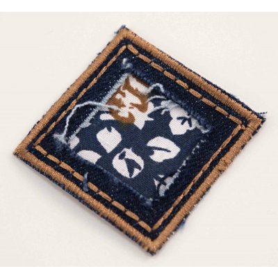 Nažehlovací záplata - jeansové květinky - rozměr 4 cm x 4 cm - tmavá modrá – Zboží Dáma