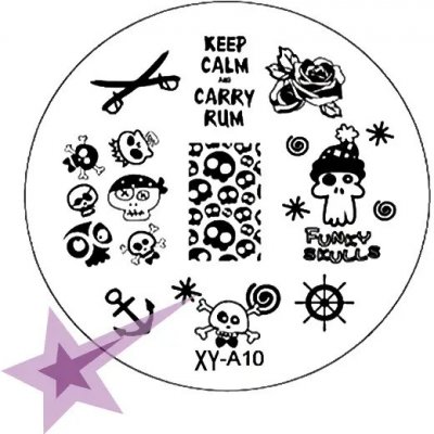 Starnails Razítkovací destička XYA10 piráti kotvy lebky – Zboží Dáma