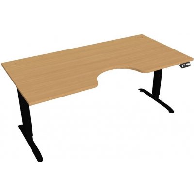 Hobis Office Pro psací stůl Motion MS ERGO 2 Šířka: 180 cm, Barva desky: buk, Barva kovu: černá RAL 9005 Šířka 120-180 cm / 27 barevných variant – Zboží Mobilmania