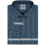 AMJ pánská košile dlouhý rukáv Comfort fit VDB1212 modro-šedá tištěným vzorem