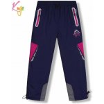 Kugo DK8235 dívčí šusťákové kalhoty zateplené tmavě růžové zipy modrá – Sleviste.cz