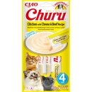 Krmivo pro kočky Inaba Churu cat snack kuře sýr a hovězí příchutí 4 x 14 g