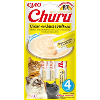 Inaba Churu cat snack kuře sýr a hovězí příchutí 4 x 14 g