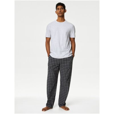 Marks & Spencer pánské pyžamo kr.rukáv káro kalhoty šedé – Zboží Mobilmania