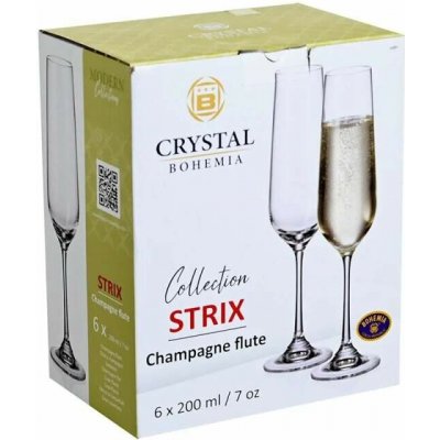 Crystal Bohemia STRIX sklenice na šampaňské 6 x 200 ml – Sleviste.cz