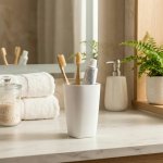 TESCOMA Lagoon plastový kelímek na zubní kartáčky bílý – Zboží Dáma