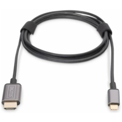 Digitus USB-C - HDMI kabelový adaptér, 1,8 m 4K/30 Hz, černý, kovový kryt – Zboží Mobilmania