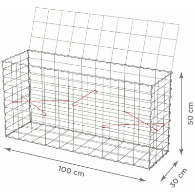 Gabionový koš s víkem: 100 x 30 x 50 cm - oko sítě 10x5cm – Sleviste.cz