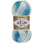 Pletací / háčkovací příze Alize DIVA BATIK 2130 modro-bílá, melírovaná, 100g/350m – Zboží Dáma
