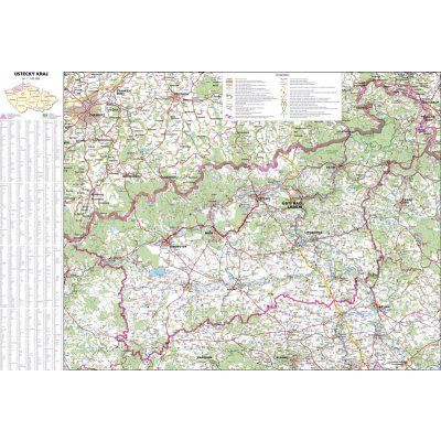 Ústecký kraj - nástěnná mapa 113 x 83 cm, lamino + lišty – Zboží Dáma