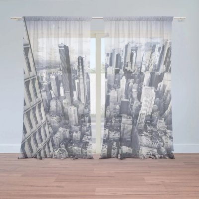 Sablio Záclony Mrakodrapy 2: 2ks 130x250 cm - řasící stuha 50 mm – Hledejceny.cz