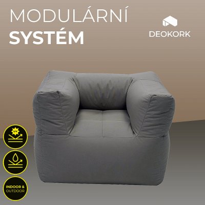 DEOKORK Zahradní textilní křeslo MODULTEX (šedo-hnědá) bez náplně – Hledejceny.cz