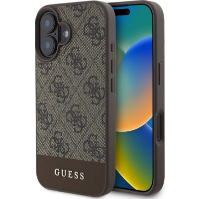 Guess Ochranný kryt na iPhone 16 - Guess, 4G Stripe Brown – Zboží Mobilmania