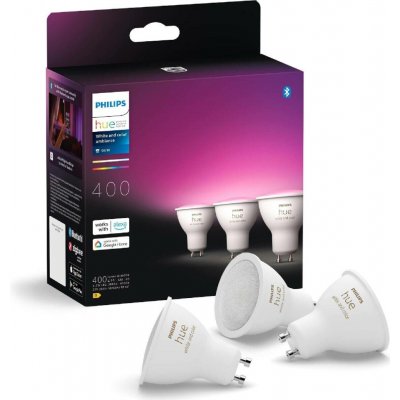 Hue WACA sada 3x žárovka LED GU10 4,2W 400lm 2000-6500K RGB CRI80 IP20 – Sleviste.cz