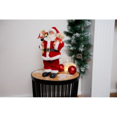 Dekorácia MagicHome Vianoce, Santa s darčekmi a medvedíkom, červený, 30 cm – Hledejceny.cz