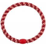 KKNEKKI Gumička do vlasů Kknekki Slim Coral Bordeaux Glitter Stripe, červená barva, textil – Sleviste.cz