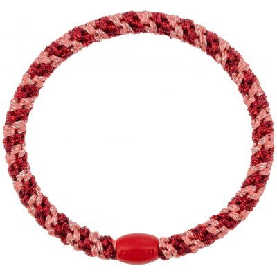 KKNEKKI Gumička do vlasů Kknekki Slim Coral Bordeaux Glitter Stripe, červená barva, textil – Sleviste.cz