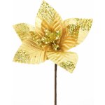 Vánoční květina Ponsettie třpytivá 25 x 30 cm zlatá