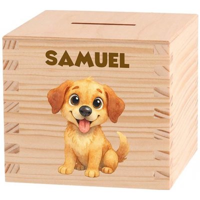 ČistéDřevo Dětská dřevěná pokladnička - Mláďata na farmě Zvolte zvířátko: Pes – Sleviste.cz