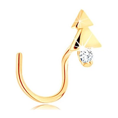 Šperky eshop zahnutý zlatý piercing do nosu lesklý stromek s čirým zirkonem GG140.12 – Zboží Mobilmania