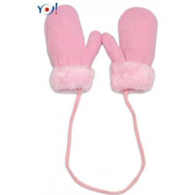 YO ! Zimní kojenecké rukavičky s kožíškem se šňůrkou sv. růžové/růžový – Zbozi.Blesk.cz