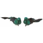 2ks zelená třpytivá ozdoba ptáček s peříčky 15*7*5cm – Zboží Mobilmania