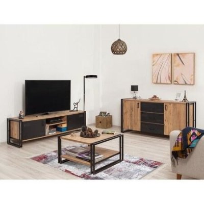 Hanah Home Living Room Furniture Set COSMO-TKM.1 Atlantic Pine Black – Sleviste.cz