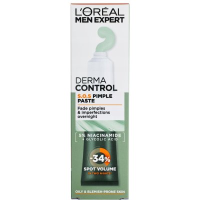 L'Oréal Paris Men Expert Derma Control S.O.S Pimple Paste lokální pasta na pupínky a čisticí pleťová maska 2v1 45 ml – Zboží Dáma