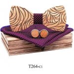 Mahoosive s kapesníčkem a manžetovými knoflíčky T264 dřevěný – Zboží Dáma