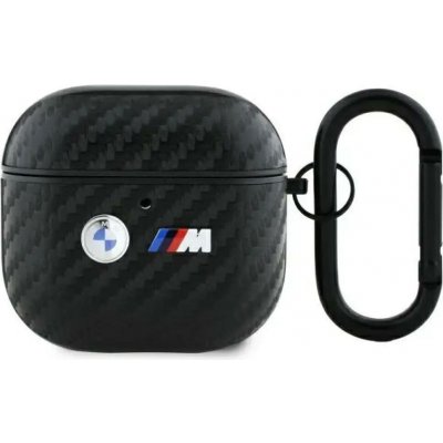 BMW Kryt AirPods 4 černý/černý karbonový s dvojitým kovovým logem BMA4WMPUCA2 – Zboží Živě