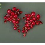 B-TOP Sada 2 ks spon/ klipů do vlasů s barevnými krystaly a perlami Druh barvy: Červená – Zboží Dáma