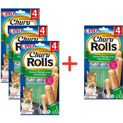Churu Rolls Chicken wraps & Tuna cream 4 x 10 g – Zboží Mobilmania