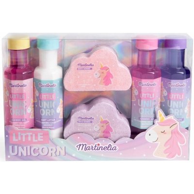 Martinelia, Little Unicorn dárková sada do koupele Koupelová koule 2x150g + tělové mléko 240 ml + koupelový gel 2x240 ml + šampon 240 ml