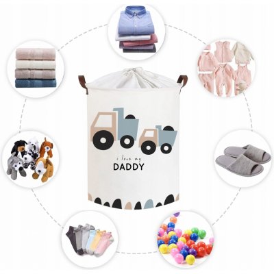 SIPO Koš uzavíratelný bavlna Trucks Love Daddy bílý 43 L – Hledejceny.cz