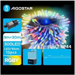 Aigostar LED Venkovní vánoční řetěz 300xLED 8 funkcí 33m IP44 multicolor | AI0491