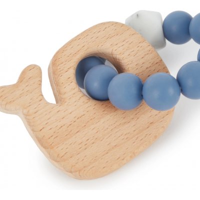 Bieco Silikonové kousátko s dřevěnou velrybou – Zboží Mobilmania