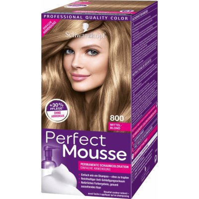 Schwarzkopf Perfect Mousse Permanent Color barva na vlasy 800 středně plavý – Zboží Mobilmania