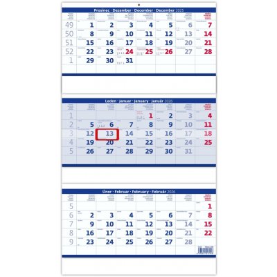 nástěnný Tříměsíční skládaný modrý 2025 – Hledejceny.cz