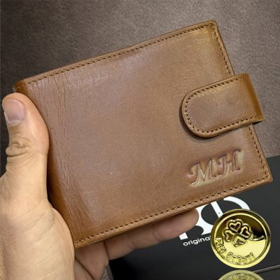 Hnědá kožená peněženka s monogramem ražbou nebo i s texem a fotkou – Zboží Dáma Hnědá kožená peněženka s monogramem ražbou nebo i s texem a fotkou – Zboží Dáma