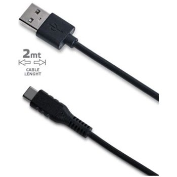 Celly USB-C2M USB-C, USB 2.0, 3A, 2m, černý