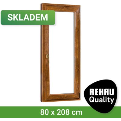 SKLADOVÁ-OKNA REHAU Smartline+ Bílá dovnitř / Zlatý dub ven pravé 80 x 208 cm – Hledejceny.cz