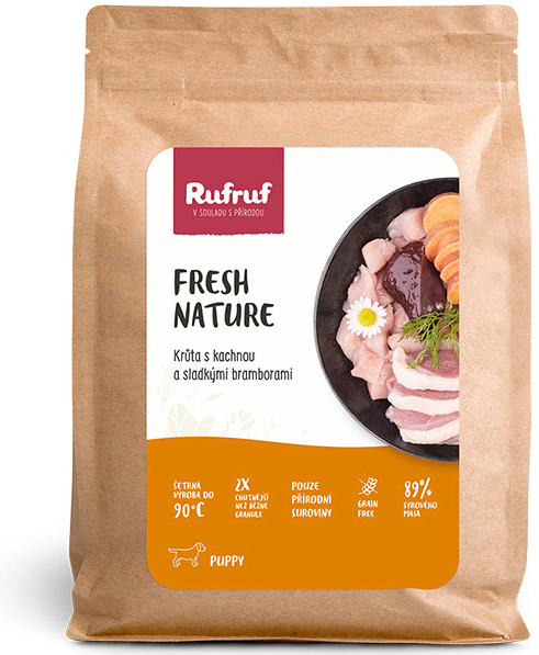 RUFRUF Fresh Nature Puppy krůta s kachnou a sladkými bramborami 6 kg