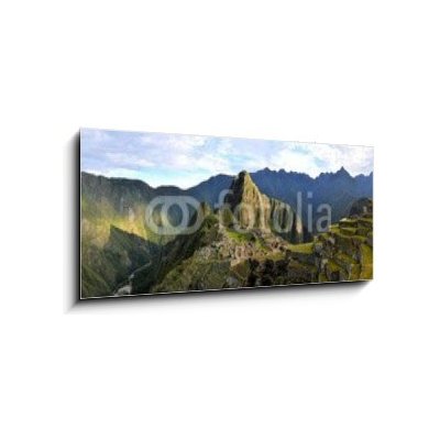 Obraz 1D panorama - 120 x 50 cm - Panorama of Machu Picchu, lost Inca city in the Andes, Peru Panorama z Machu Picchu, ztracené město Inků v Andách, Peru – Hledejceny.cz