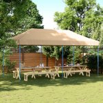 vidaXL 4004948 Skládací party stan pop-up béžový 580 x 292 x 315 cm béžová - Hnědá / se 3 bočnicemi – Hledejceny.cz