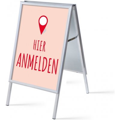 Jansen Display Set reklamního áčka A1, Přihlášení, červený, německy, 639 x 1094 mm – Sleviste.cz