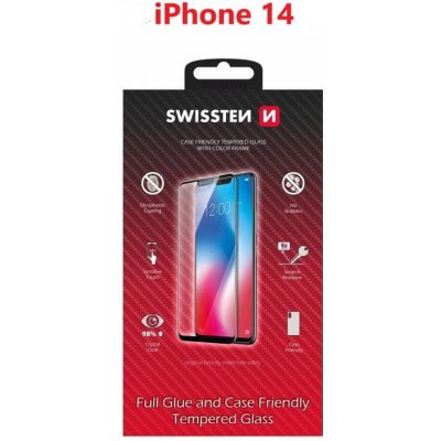 SWISSTEN FULL GLUE, COLOR FRAME, CASE FRIENDLY APPLE IPHONE 14 ČERNÉ 8595217480216 – Zboží Živě