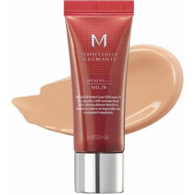 Missha Pleťový BB krém M Perfect Cover BB Cream SPF42 No.26 Cool Natural Caramel 20 ml – Sleviste.cz