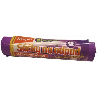 Sáčky na odpad LDPE 60L zatahovací 10ks v roli vůně levandule – Zbozi.Blesk.cz