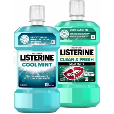 Listerine Duo Coolmint + Clean & Fresh ústní voda 2 x 500 ml – Zbozi.Blesk.cz