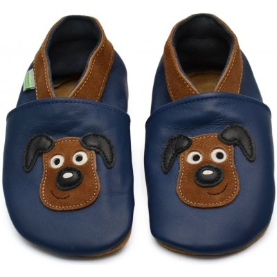 Hopi Hop kožené capáčky Barefoot Pejsek na modré – Zboží Mobilmania